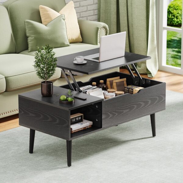 Lift Top Coffee Tables 39.37"x19.7" Wood Dining Tables For Living Room With Adjustable Storage Shelf Easy To Lift Or Lower