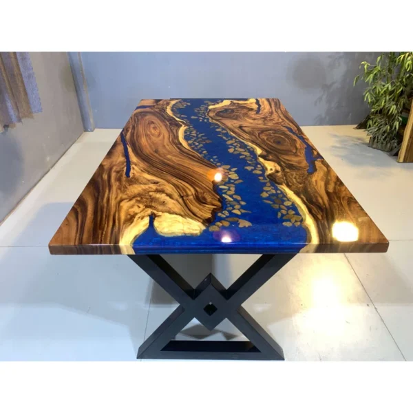 Solid Wood Top Dining Epoxy Table
