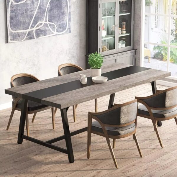 Dining Table for 8 People, 70.87-inch Rectangular Wood Kitchen Table With Metal Frame